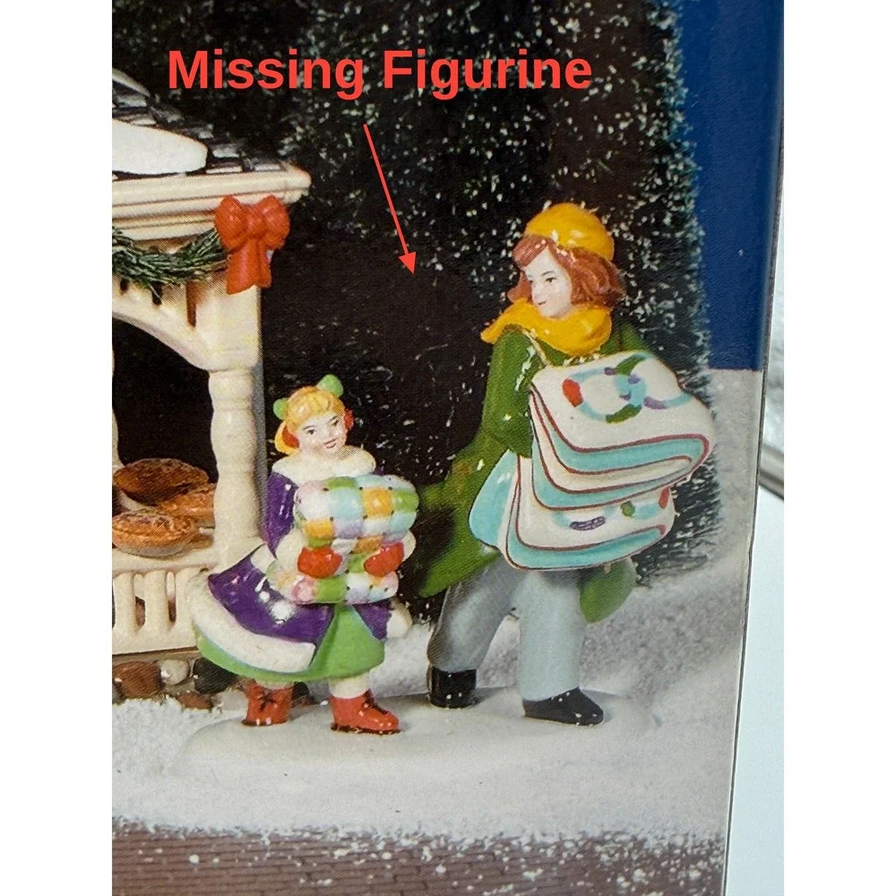 Department 56 Snow Village Country Quilts and Pies Shop Brown Christmas House